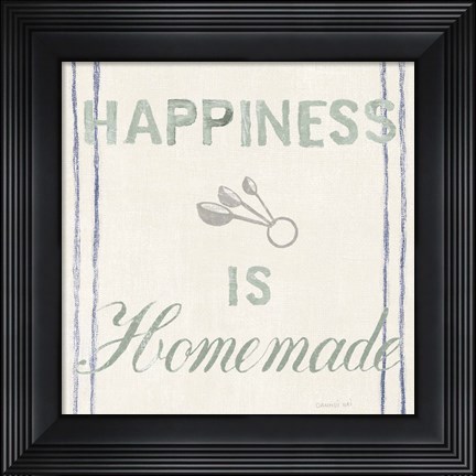 Framed Floursack Kitchen VIII Sea Foam Print