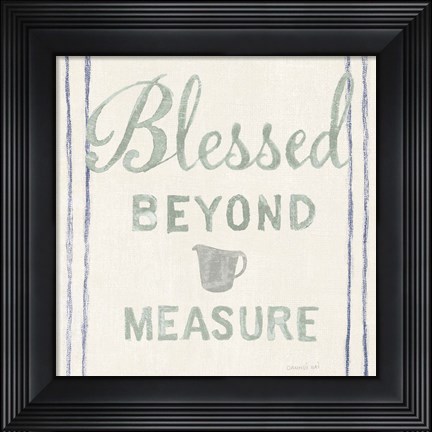 Framed Floursack Kitchen VI Sea Foam Print