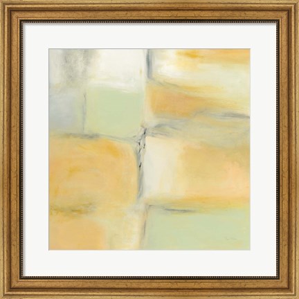Framed Gray Stone and Gold Print
