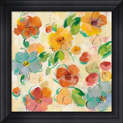 Framed Playful Floral Trio III Print