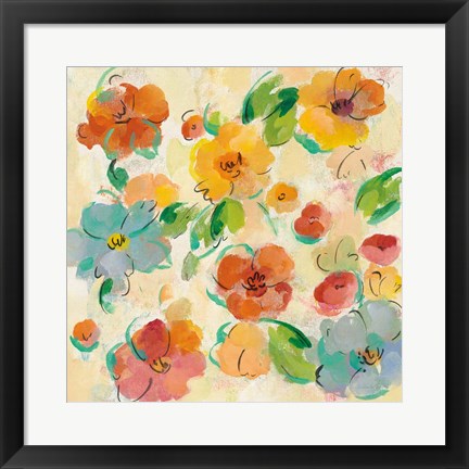 Framed Playful Floral Trio III Print