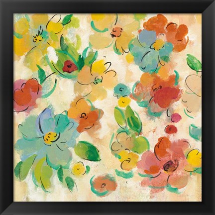Framed Playful Floral Trio II Print