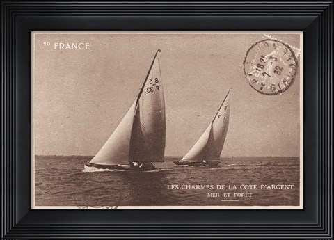 Framed Vintage Sailing I Sepia Print