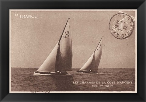 Framed Vintage Sailing I Sepia Print