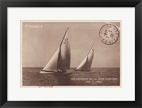 Framed Vintage Sailing I Sepia Print