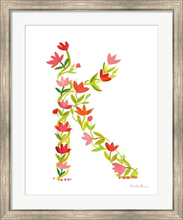 Framed Floral Alphabet Letter XI Print