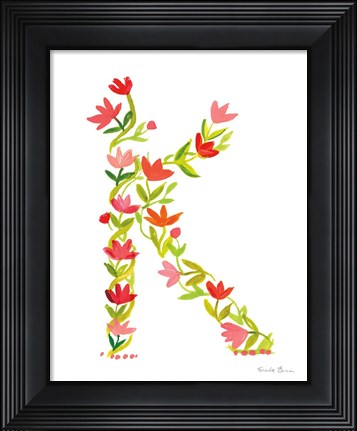 Framed Floral Alphabet Letter XI Print