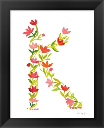 Framed Floral Alphabet Letter XI Print