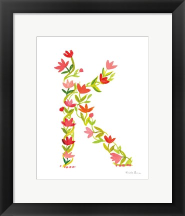 Framed Floral Alphabet Letter XI Print