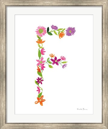 Framed Floral Alphabet Letter VI Print