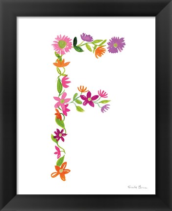 Framed Floral Alphabet Letter VI Print