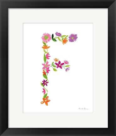 Framed Floral Alphabet Letter VI Print