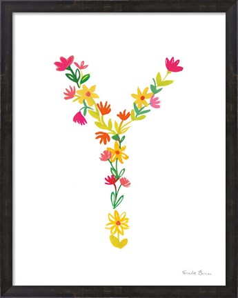 Framed Floral Alphabet Letter XXV Print