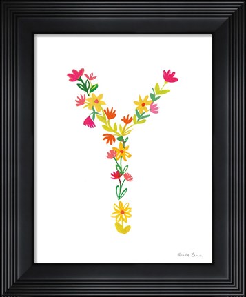Framed Floral Alphabet Letter XXV Print