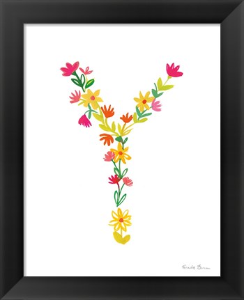 Framed Floral Alphabet Letter XXV Print