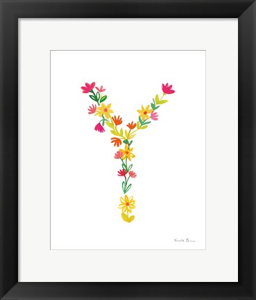 Framed Floral Alphabet Letter XXV Print