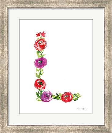 Framed Floral Alphabet Letter XII Print