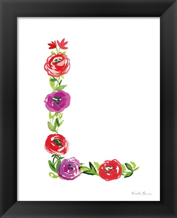 Framed Floral Alphabet Letter XII Print