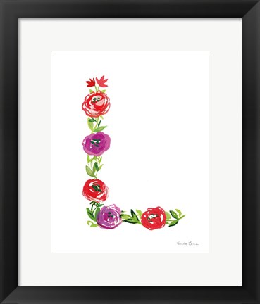 Framed Floral Alphabet Letter XII Print