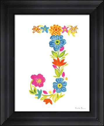 Framed Floral Alphabet Letter X Print