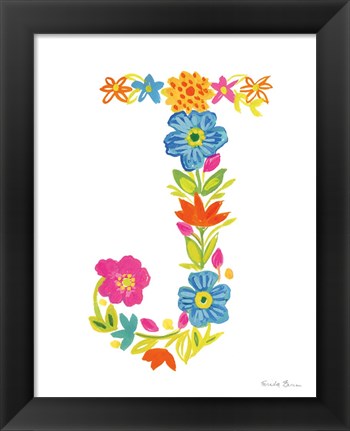 Framed Floral Alphabet Letter X Print