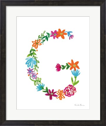 Framed Floral Alphabet Letter VII Print