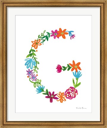 Framed Floral Alphabet Letter VII Print