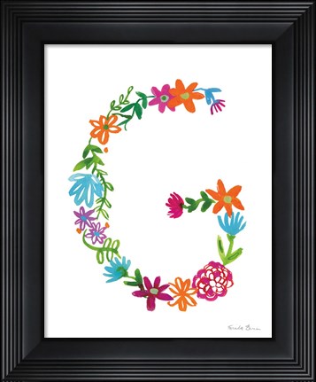 Framed Floral Alphabet Letter VII Print