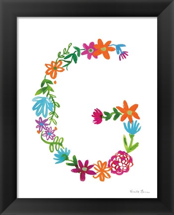 Framed Floral Alphabet Letter VII Print