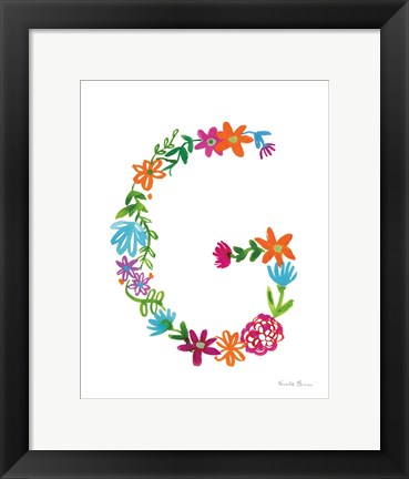 Framed Floral Alphabet Letter VII Print