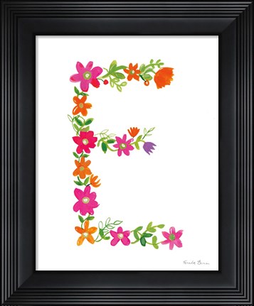 Framed Floral Alphabet Letter V Print