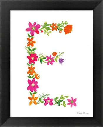 Framed Floral Alphabet Letter V Print