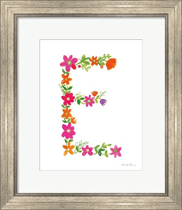 Framed Floral Alphabet Letter V Print
