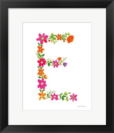 Framed Floral Alphabet Letter V Print