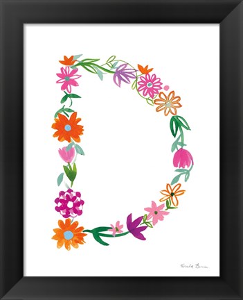 Framed Floral Alphabet Letter IV Print