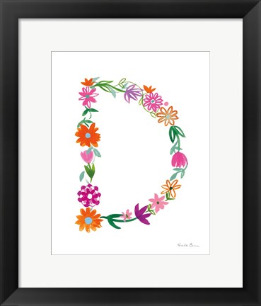 Framed Floral Alphabet Letter IV Print