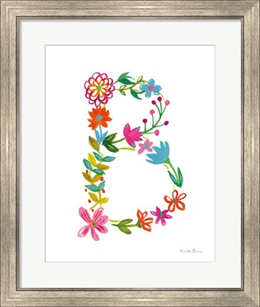 Framed Floral Alphabet Letter II Print