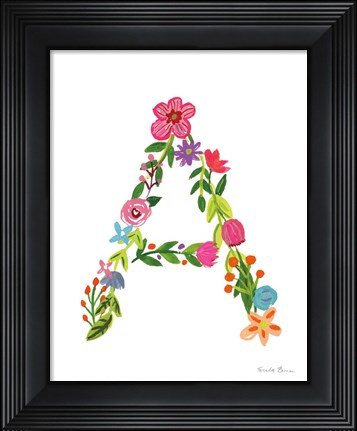 Framed Floral Alphabet Letter I Print