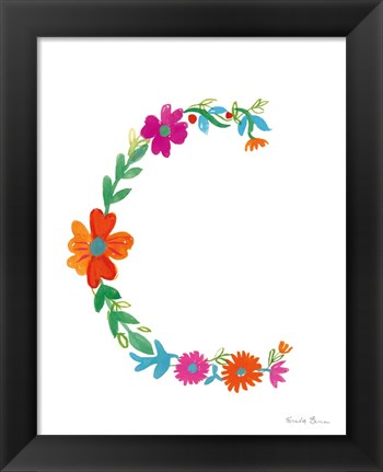 Framed Floral Alphabet Letter III Print