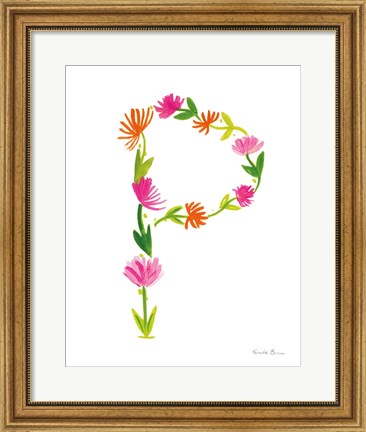 Framed Floral Alphabet Letter XVI Print
