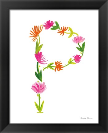 Framed Floral Alphabet Letter XVI Print