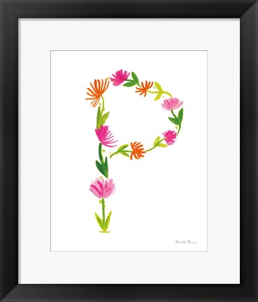 Framed Floral Alphabet Letter XVI Print