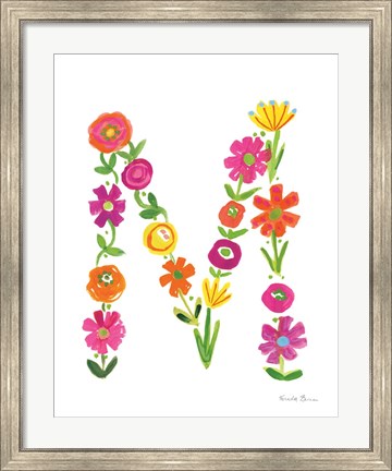 Framed Floral Alphabet Letter XIII Print