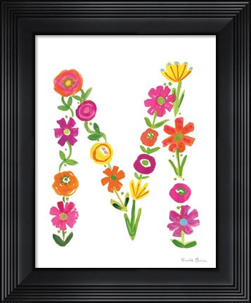 Framed Floral Alphabet Letter XIII Print
