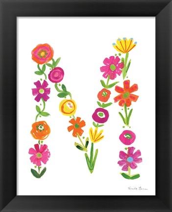 Framed Floral Alphabet Letter XIII Print