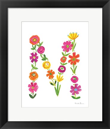 Framed Floral Alphabet Letter XIII Print