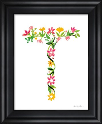 Framed Floral Alphabet Letter XX Print