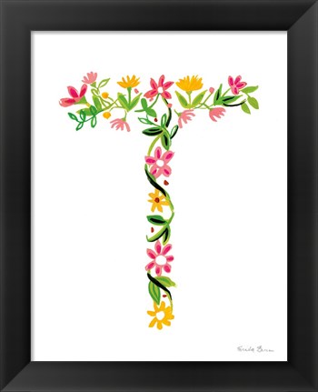 Framed Floral Alphabet Letter XX Print