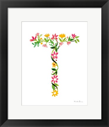 Framed Floral Alphabet Letter XX Print