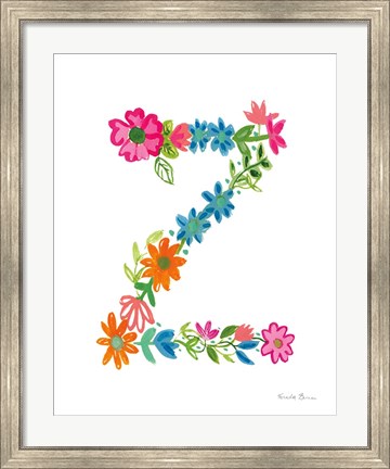 Framed Floral Alphabet Letter XXVI Print